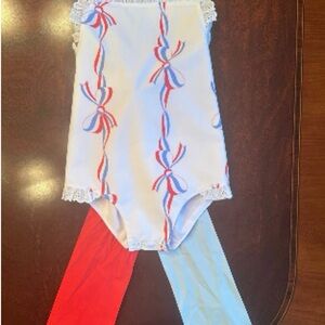 The Beaufort Bonnet Company Red and Blue Bow Bodysuit - never worn!